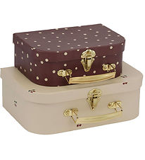 Konges Sljd Cardboard Suitcase - 2-Pack - Cherry/Dot