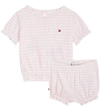 Tommy Hilfiger Set - T-Shirt/Bloomers - Ruffle Gingham - White/P