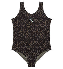 Calvin Klein Badeanzug - Leopard Olive Aop
