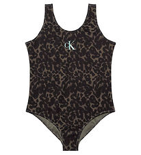 Calvin Klein Badeanzug - Leopard Olive Aop