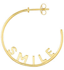 Design Letters Earring - 1 pcs - Smile Hoop - Gold