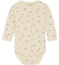 Minymo Bodysuit l/s - Viscose - Strawberry Ice w. Strawberry