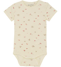 Minymo Bodysuit s/s - Viscose - Strawberry Ice w. Strawberry