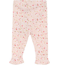 Minymo Leggings - Rib - Bleikt Dogwood M. Blóm