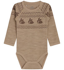Hust and Claire Bodysuit l/s - Wool/Bamboo - Basti-HC - Biscuit