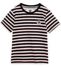 Wood Wood T-Shirt - Ola - Pink/Black Streifen