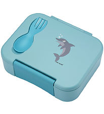 Carl Oscar Lunchbox w. Fork/Spoon - BentoBox - Blue w. Dolphin