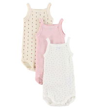 Petit Bateau Bodysuits Sleeveless - 3-Pack - White/Beige/Pink