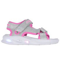 Skechers Sandals w. Light - Sola Glow - Silver/Hot Pink