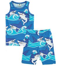 Smfolk Set - Tanktop/Shorts - Brilliant Blue w. Sharks