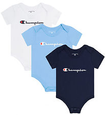 Champion Bodysuit k/æ - 3-Pack - White/Blue/Navy