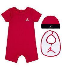 Jordan Gift Box - 3-Pack - Summer Romper/Beanie/Bib - Gym Red