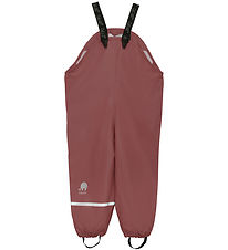 CeLaVi Rain Pants w. Suspenders - Recycled PU - Rose Brown