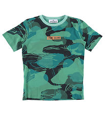 Stone Island T-Shirt - Smaragd m. Print