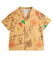 Mini Rodini Overhemd - Nautische Aop - Beige