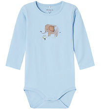 Name It Bodysuit L/ - NbmHannon - Chambray Blue w. Elephant