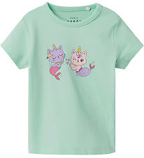 Name It T-shirt - NbfVubie - Yucca w. Mermaid cats