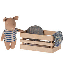 Maileg Schwein - Baby Junge in Holzbox - Blau