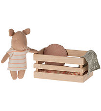 Maileg Pig - Baby Girl in woodbox - Pink