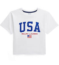 Polo Ralph Lauren T-shirt - Cropped - White w. USA