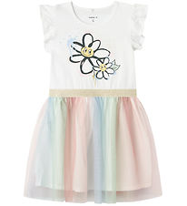 Name It Dress - NmfAnna - Bright White w. Glitter