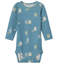 Name It Bodysuit L/ - NbmHing - Provincial Blue w. Print