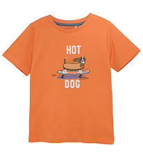 Minymo T-shirt - Coral Gold w. Hot Dog