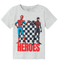 Name It Stuttermabolur - NmmMaclin Spider-Man - Light Grey Melan