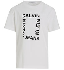 Calvin Klein T-skjorte - Maxi Hero Flokk Logo - Bright White