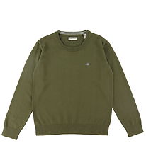 GANT Blouse - Shield - Knitted - C-Neck - Juniper Green