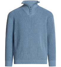 Calvin Klein Sweatshirt - Halv zip - blekt Denim