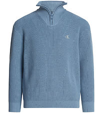 Calvin Klein Blússa - Prjónað - Rib - Hálf-zip Mono - dofnað Gal
