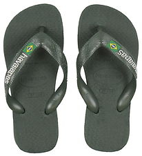 Havaianas Flip Flops - Brazil Logo - Olive Green