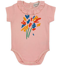 Bobo Choses Bodysuit k/ - Baby Fireworks Ruffle Collar - Pink