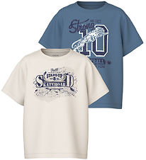 Name It T-shirts - 2-pack - NkmVagno - Coronet Blue/Jet Stroom m