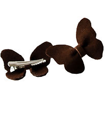 Petit La Busch Bow Hair Clips - Bow Tie - 2-Pack - 6x4 cm - Choc