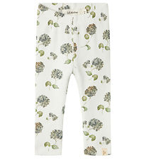 Lil' Atelier Leggings - Rib - NbfGavo - Kókosmjólk/Blue Flower