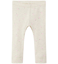 Name It Leggings - Rib - NbfDabua - Peyote Melange w. Strawberry