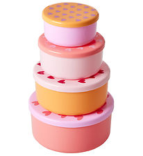 Rice Food Containers - 4 pcs - Pink w. Hearts