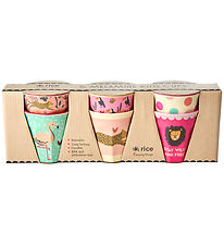 Rice Cups - Melamine - 6 pcs - 160 mL - Pink/Jungle Print