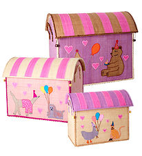 Rice Storage Baskets - Raffia - 3 pcs - 52/45/37 cm - Pink Pair