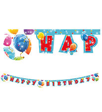 Decorata Party Happy Afmæli Banner - Glitrandi blöðrur