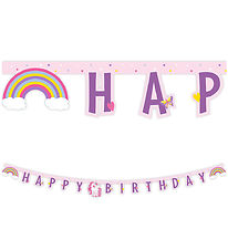 Decorata Party Happy Afmæli Banner - Unicorn Rainbow Litir