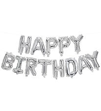 Decorata Party Þynnublöðrur - 340 cm - Happy Afmæli - Silfur