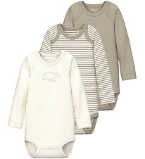 Name It Bodysuit L/æ - Noos - NbnBody - 3-Pack - Pure Cashmere