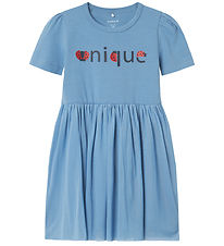 Name It Kleid k/æ - NmfFilera - Coronet Blue m. Glitter