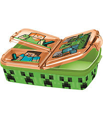 Minecraft Matlåda - 3 rum - 18x13x5,5 cm - Grön/Orange