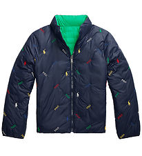 Polo Ralph Lauren Steppjacke - Umkehrbar - Grün/Navy m. Logos