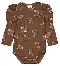 Müsli Bodysuit L/æ - Flora Puff - Bark/Cabernet/Nightingale