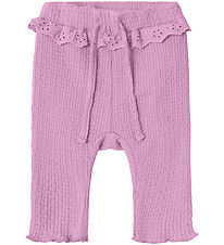Name It Byxor - Stickad - NbfLona - Pastel Lavender